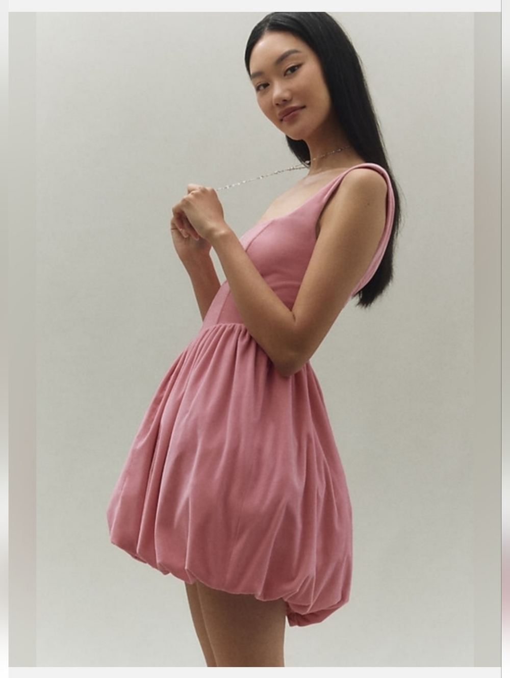 BHLDN Rose Pink Bubble-Hem Mini Dress